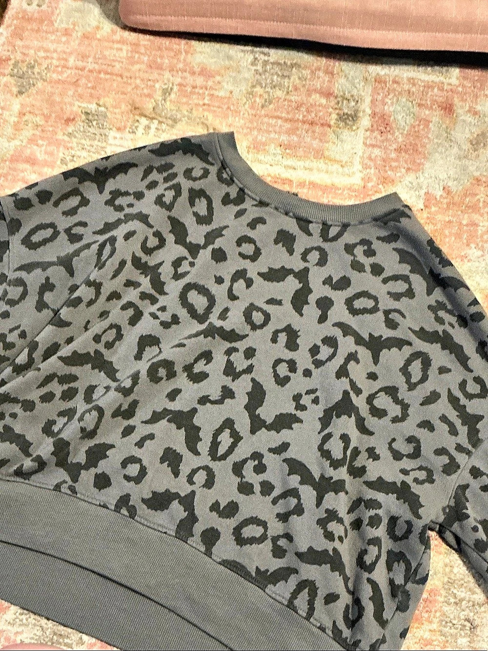 Mighty Fine Leopard Print Sweatshirt in Gray Like New
